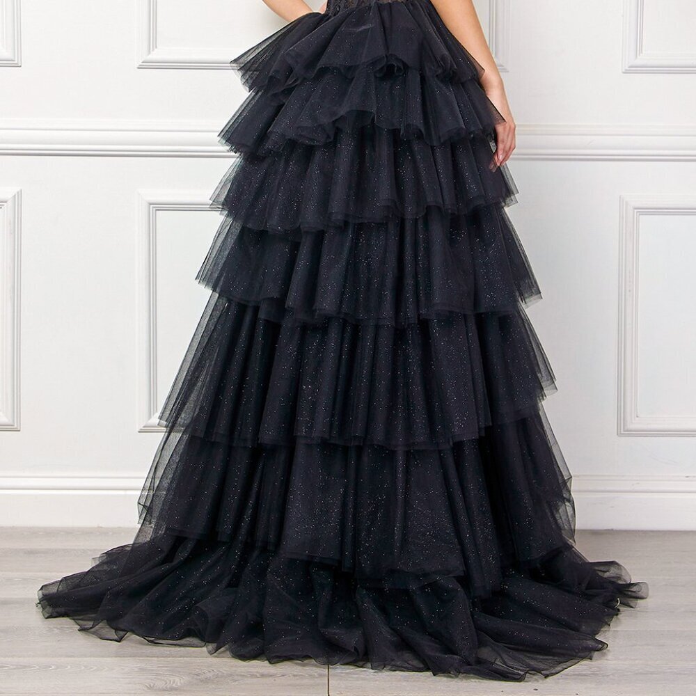 New Formal Sleeveless Strapless Long Floral Lace Embellished Bodice AC 7067 - Picture 6 of 9